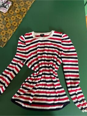 TALBOT’s Women’s striped Rib-Knit sweater in Red, Navy & White